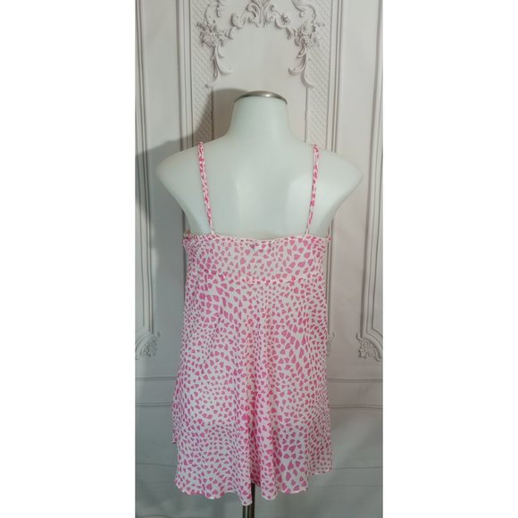 NWOT Cinema Etoile Pink Hearts Babydoll Fur trim Barbie Pink 2 Piece Set Sz S - Picture 5 of 8
